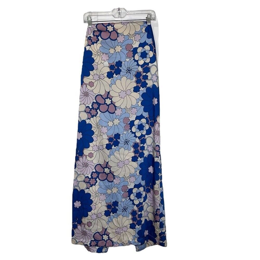 Zara Strapless Floral Dress - Blue and Cream